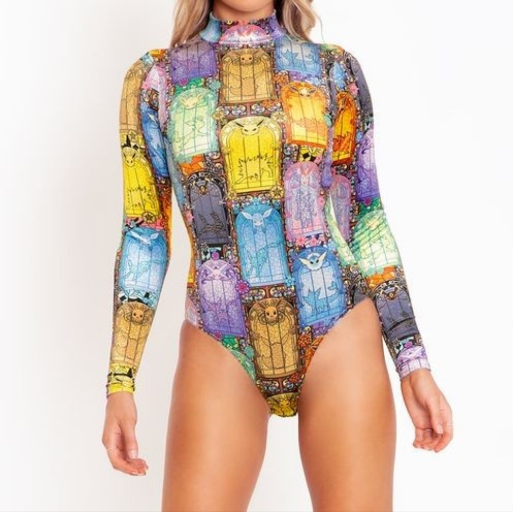 Stained Glass Eevee LS Velvet Bodysuit